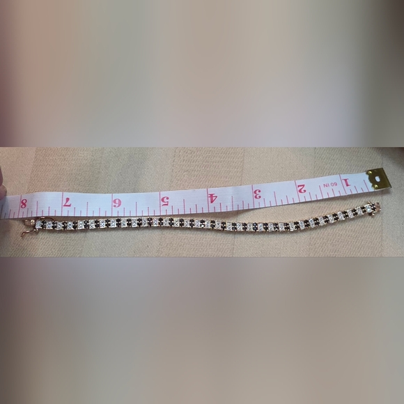 NATURAL BLUE SAPPHIRE BRACELET 14K GOLD OVER STERLING 925 | 8 INCHES - Picture 3 of 5